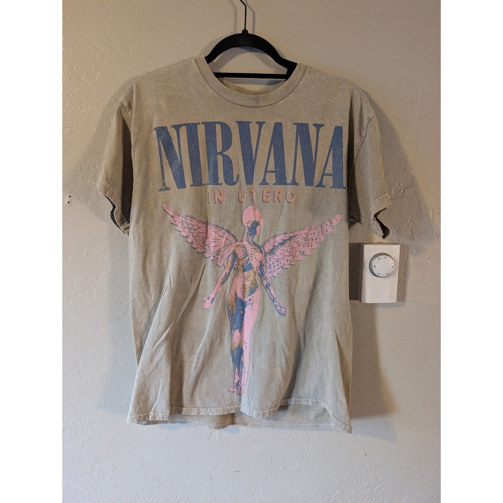Nirvana In Utero Live '93 Tour Graphic T Shirt Medium Washed Distressed Band Tee